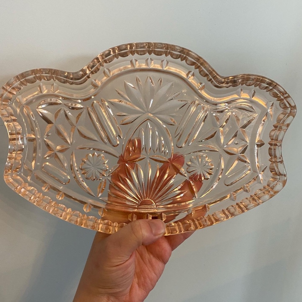 Art Deco Pink Depression Glass Catch All